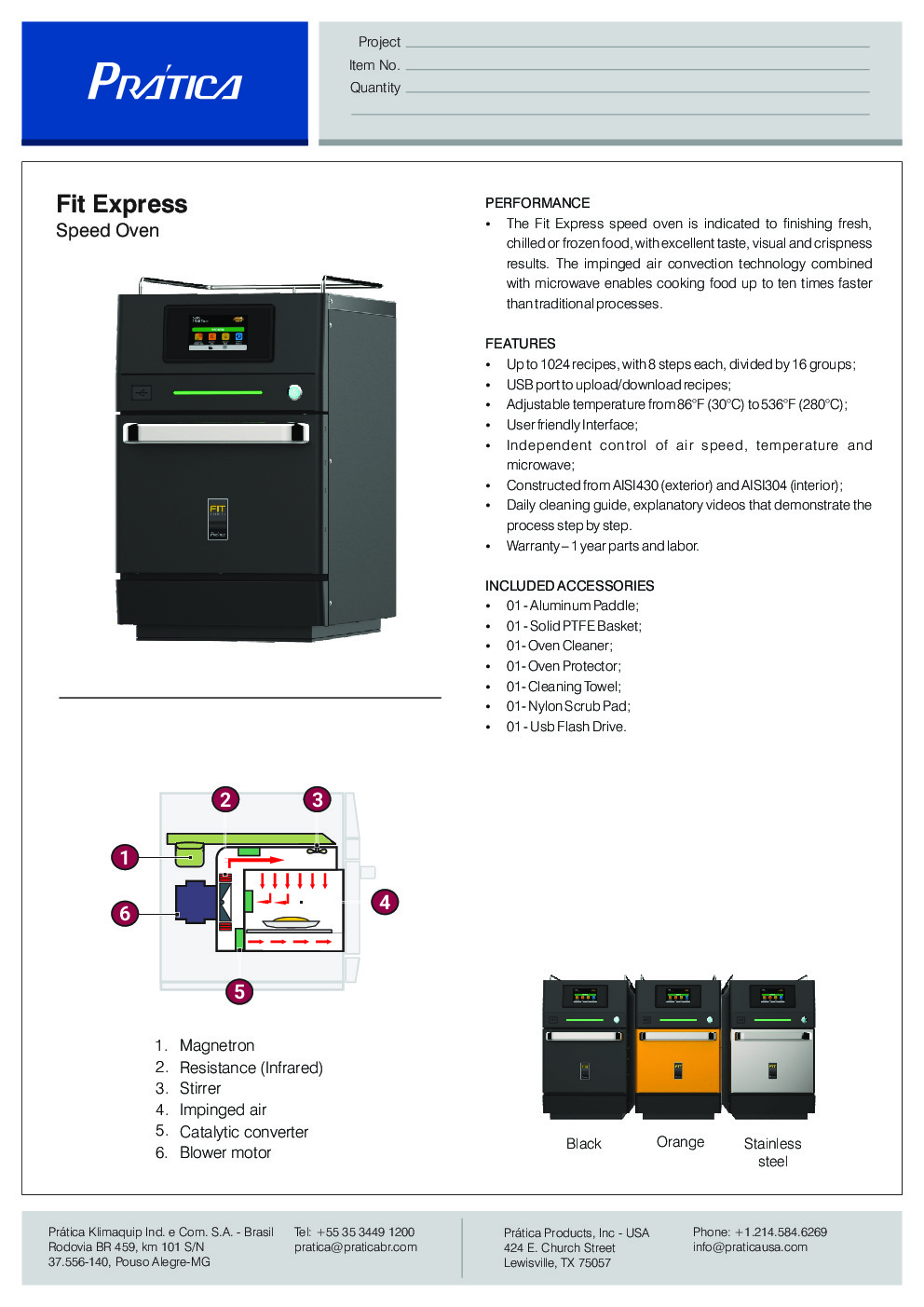 Pratica Products Inc FIT EXPRESS Combination Rapid Cook Oven