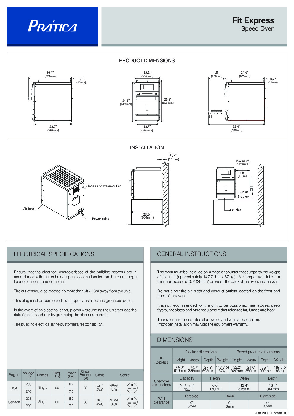 Pratica Products Inc FIT EXPRESS Combination Rapid Cook Oven