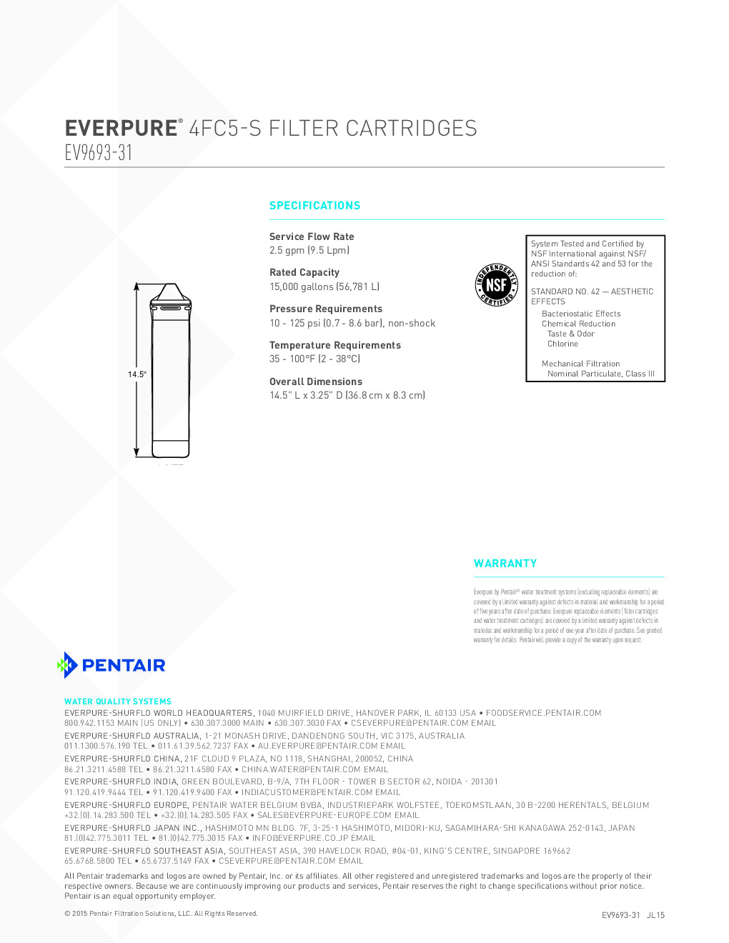 Everpure EV969331 Cartridge Water Filtration System