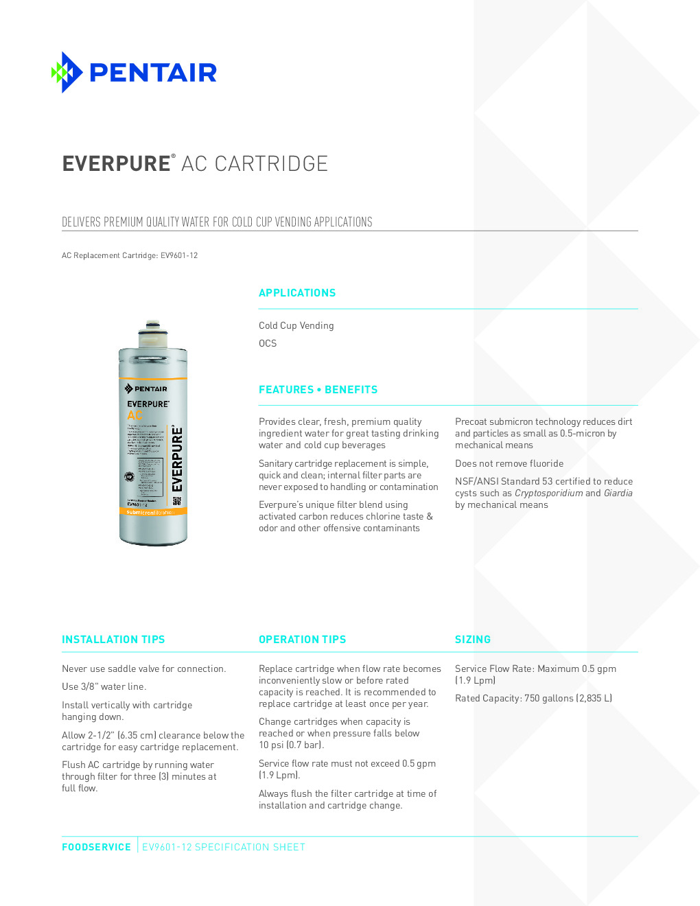 Everpure EV960112 Cartridge Water Filtration System