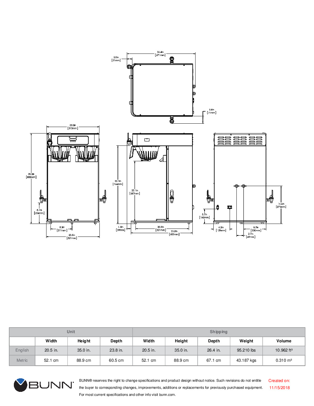  Bunn ITCB Infusion High Volume Twin Coffee & Tea Combo Brewer  52400.0100: Home & Kitchen