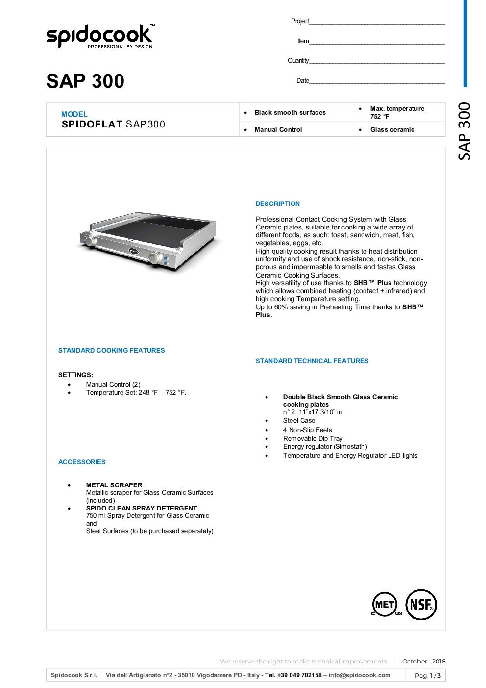 Eurodib USA SAP300 Electric Countertop Hotplate