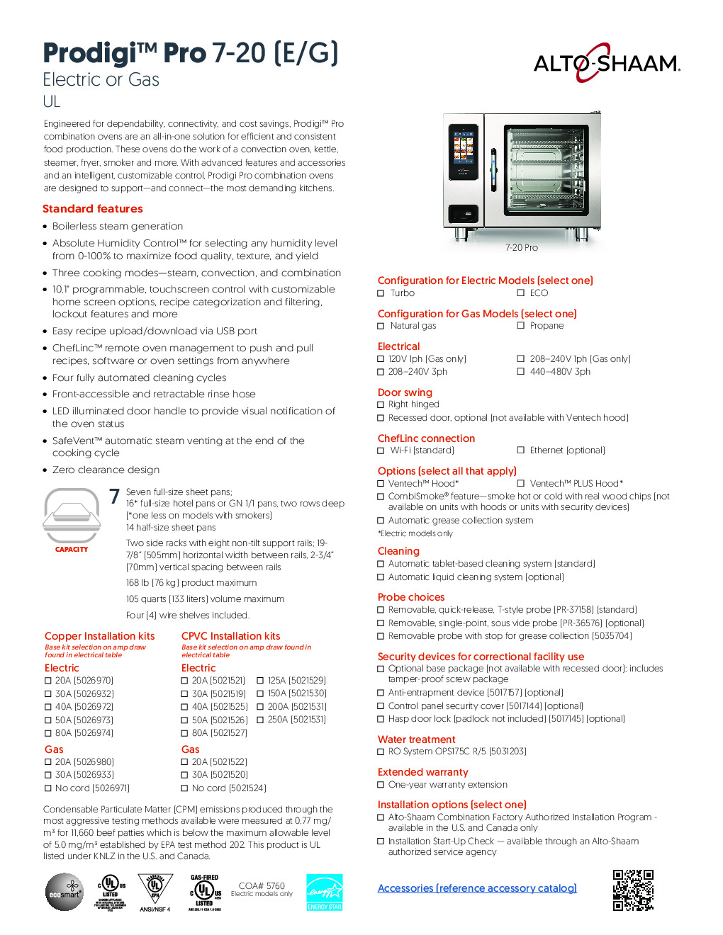 Alto-Shaam 7-20E PRO-QS Electric Combi Oven