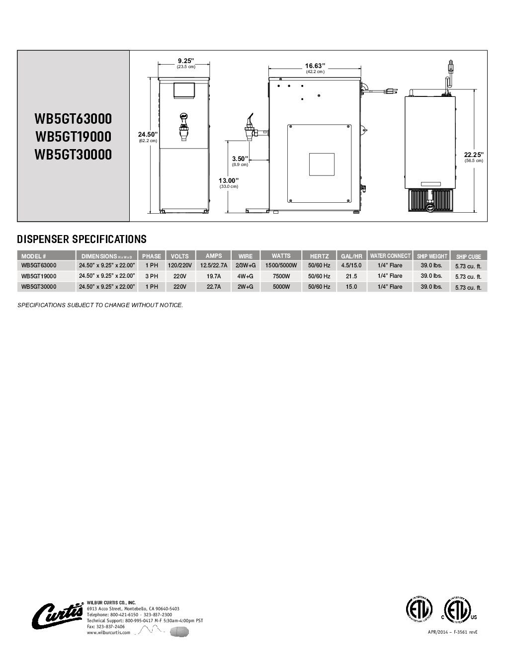 Curtis WB5GT19000 Hot Water Dispenser