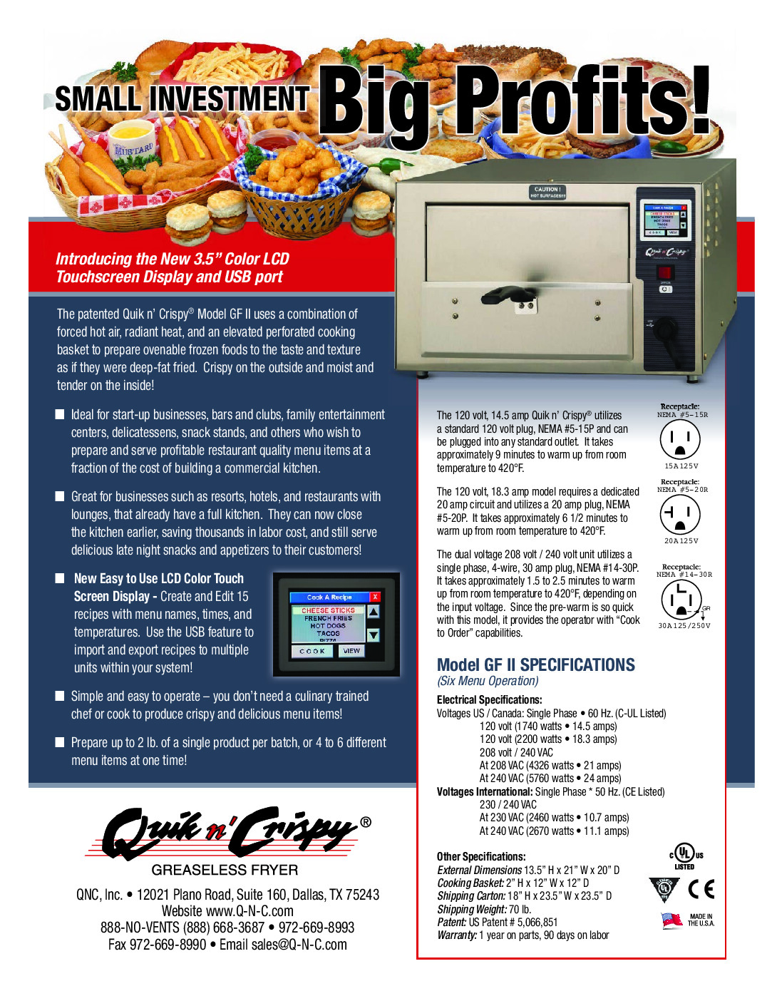 DoughXpress 600015 GF II Countertop Greaseless Commercial Air Fryer w/ 2 lb., 14.5 Amps,120v