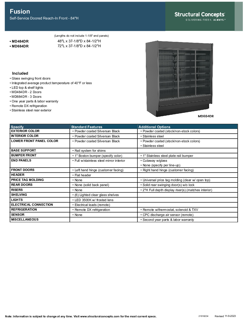 Structural Concepts MD684DR Self-Serve Refrigerated Display Case