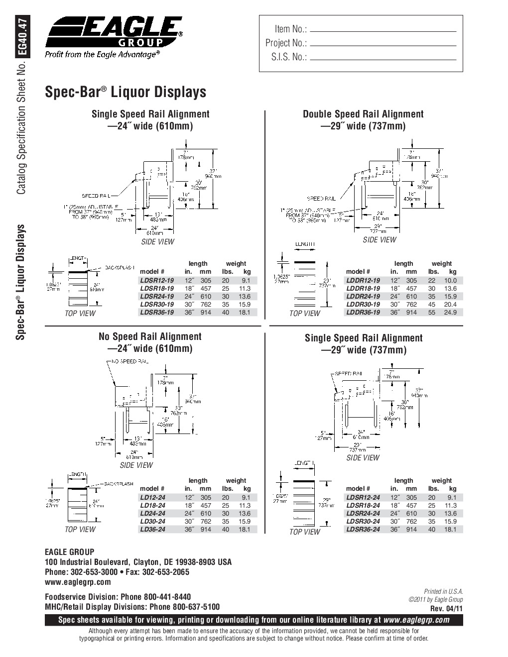 Eagle Group LDSR24-19 Underbar Liquor Display Unit, Four-Tiered