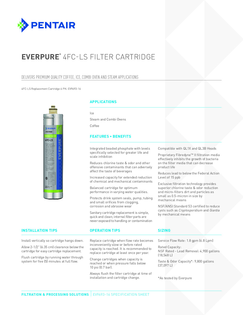 Everpure EV969316 Cartridge Water Filtration System