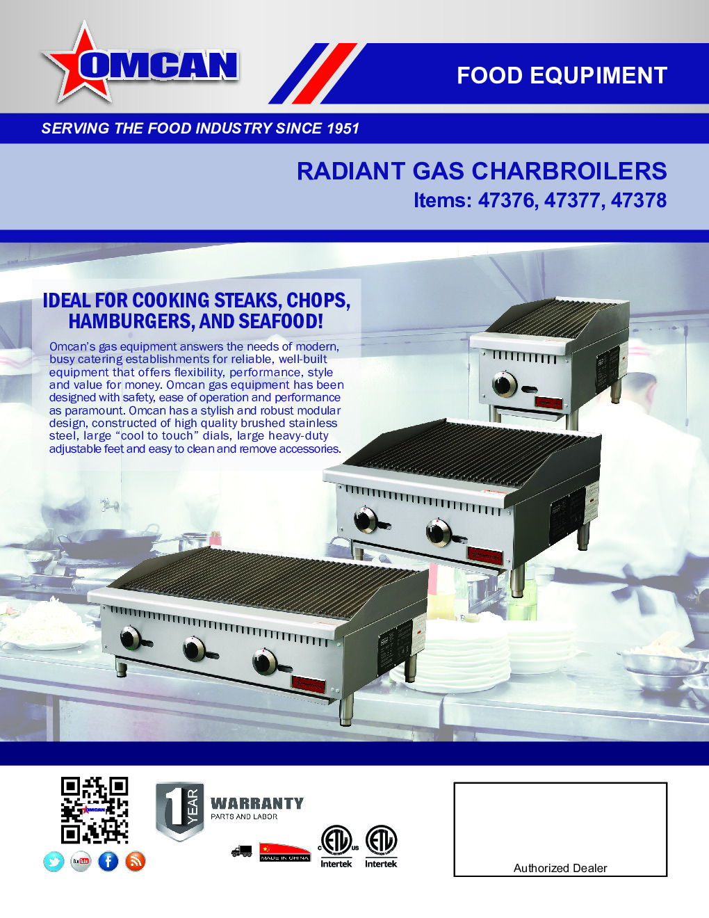 Omcan USA 47378 Countertop Gas Charbroiler