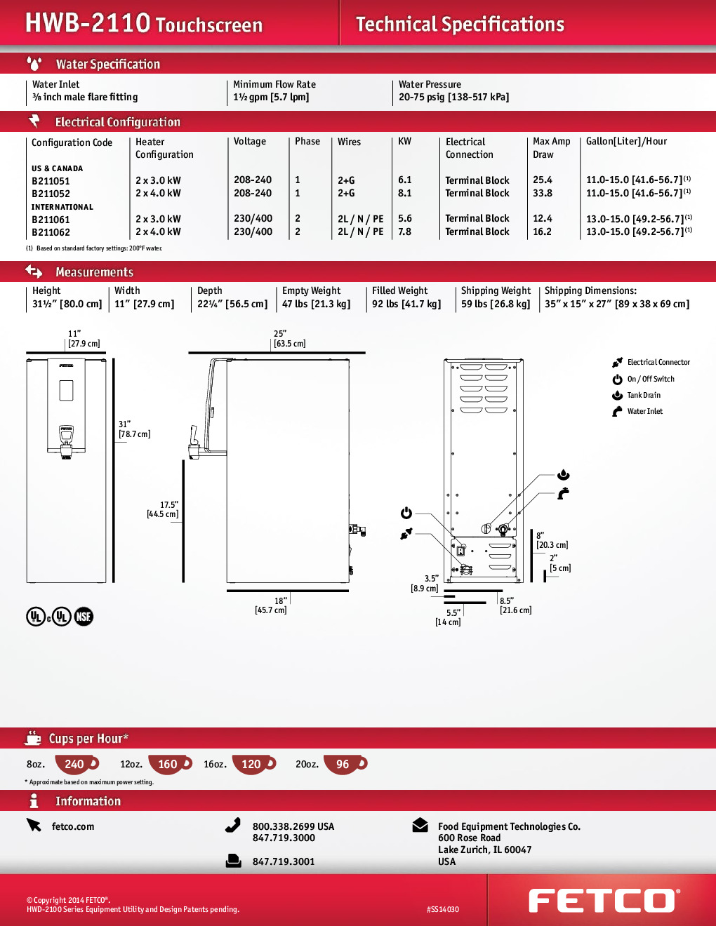 Fetco HWB-2110 (B211052) Hot Water Dispenser