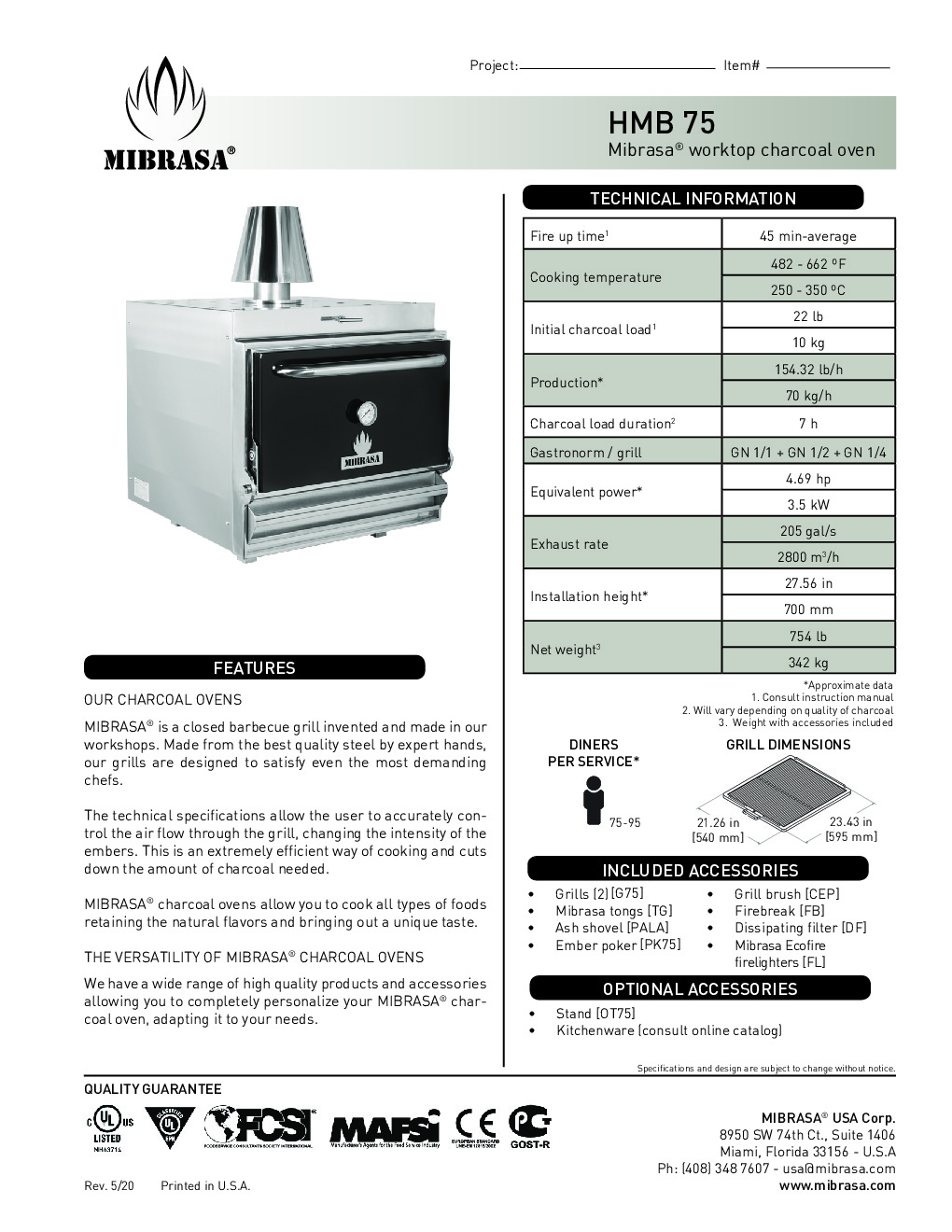 Mibrasa HMB75 Charcoal Broiler Oven
