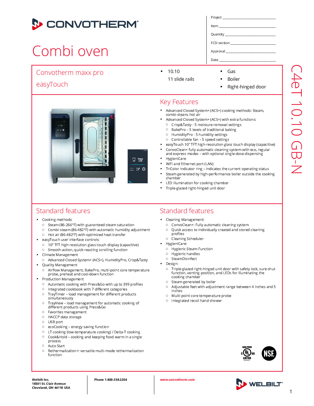 Convotherm C4 ET 10.10GB-N Gas Combi Oven