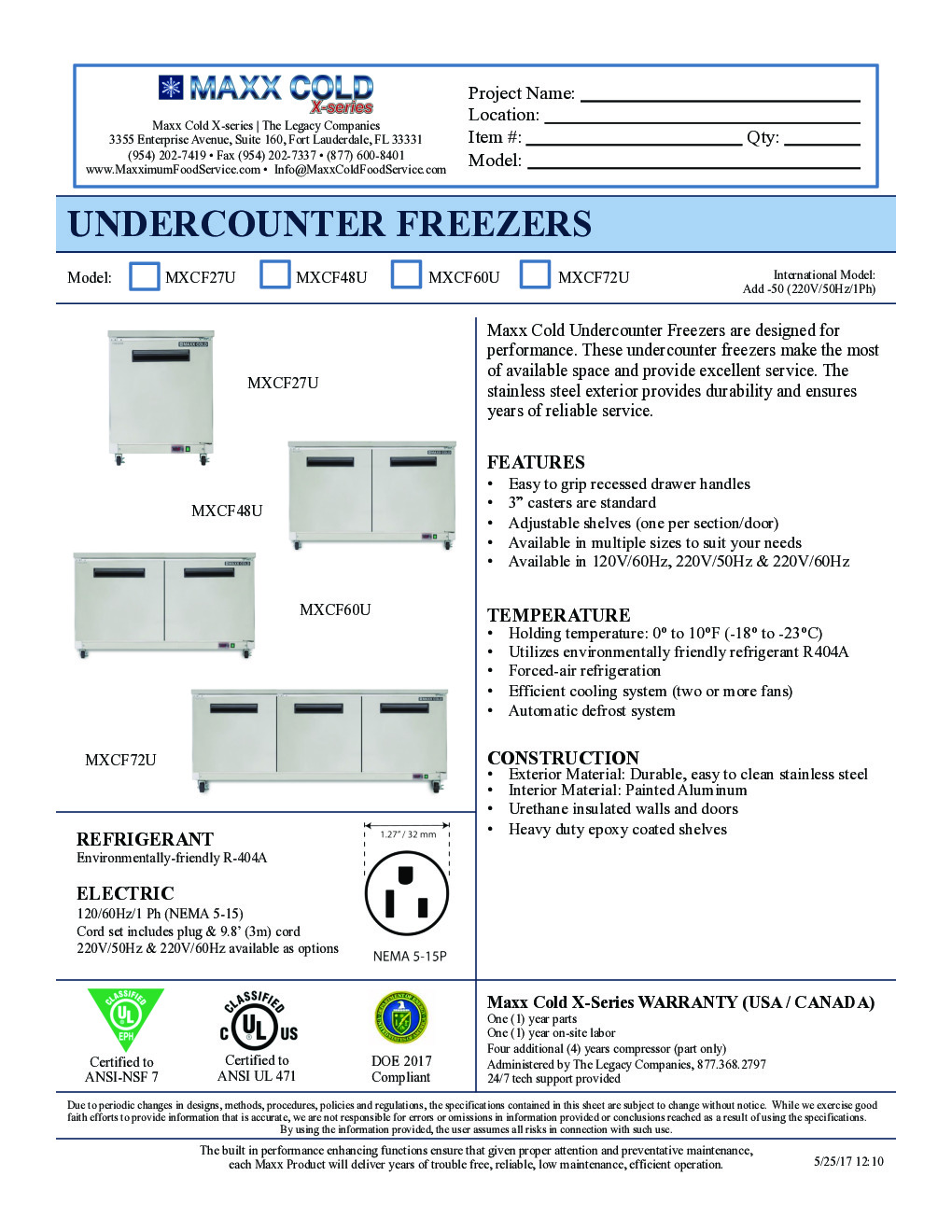 Maxximum MXCF72U Reach-In Undercounter Freezer