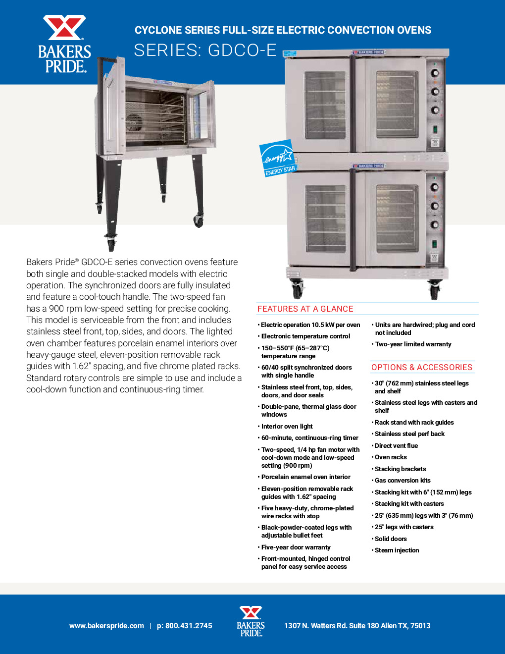 Bakers Pride GDCO-E1 Electric Convection Oven