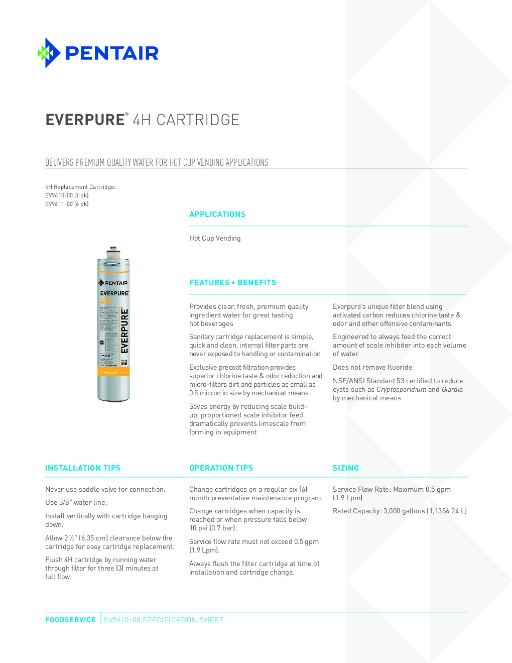 Everpure EV961100 Cartridge Water Filtration System