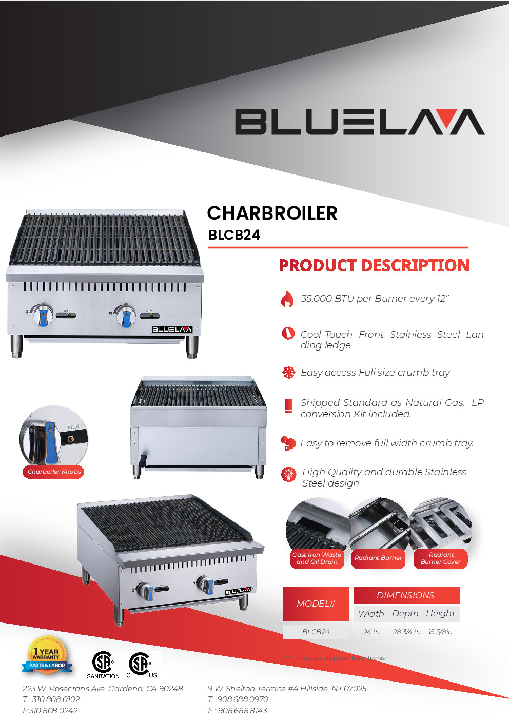 Blue Air BLCB24 Countertop Gas Charbroiler