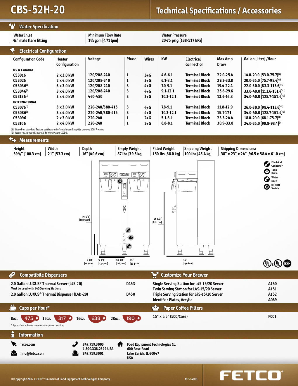 Fetco CBS-52H-20 (C53026) Handle Operated Series Coffee Brewer Twin 2.