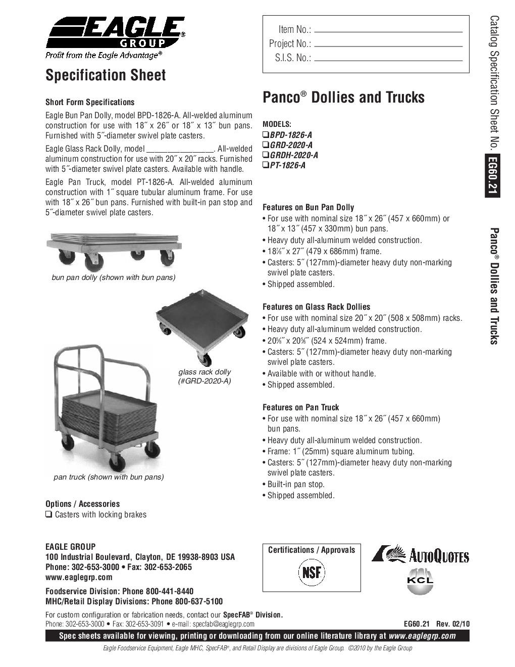 Eagle Group GRD-2020-A Dishwasher Rack Dolly