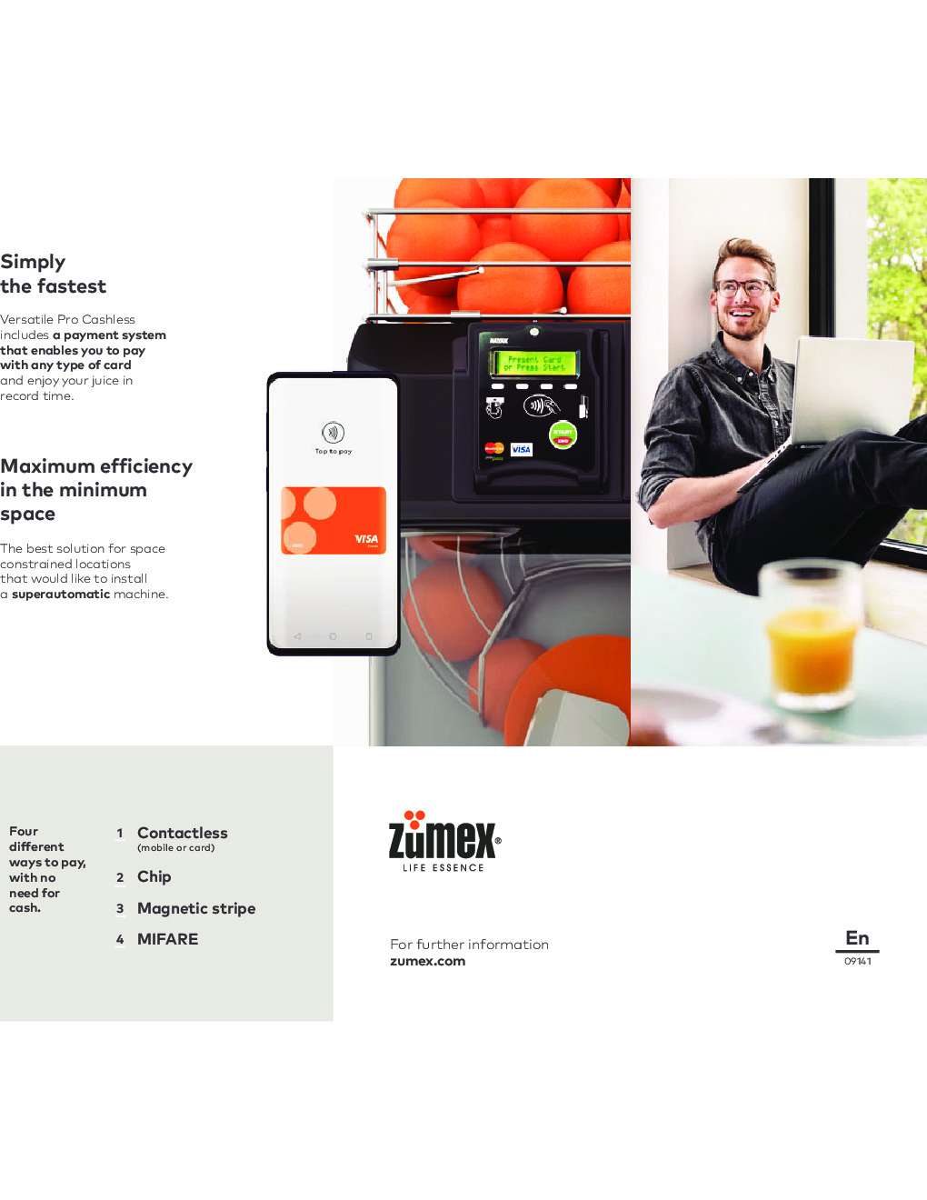 Zumex 10012 Versatile Pro Cashless Countertop Electric Juicer w/ 22-Lb. Feeder Capacity