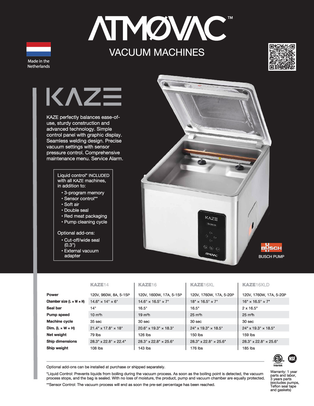 Eurodib USA KAZE 16XLD Food Packaging Machine