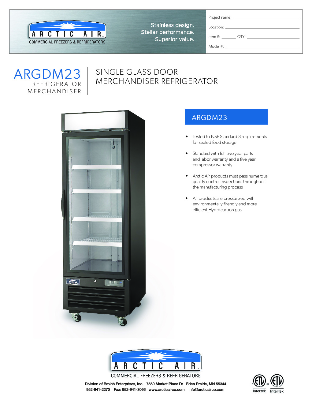 Arctic Air ARGDM23 Merchandiser Refrigerator