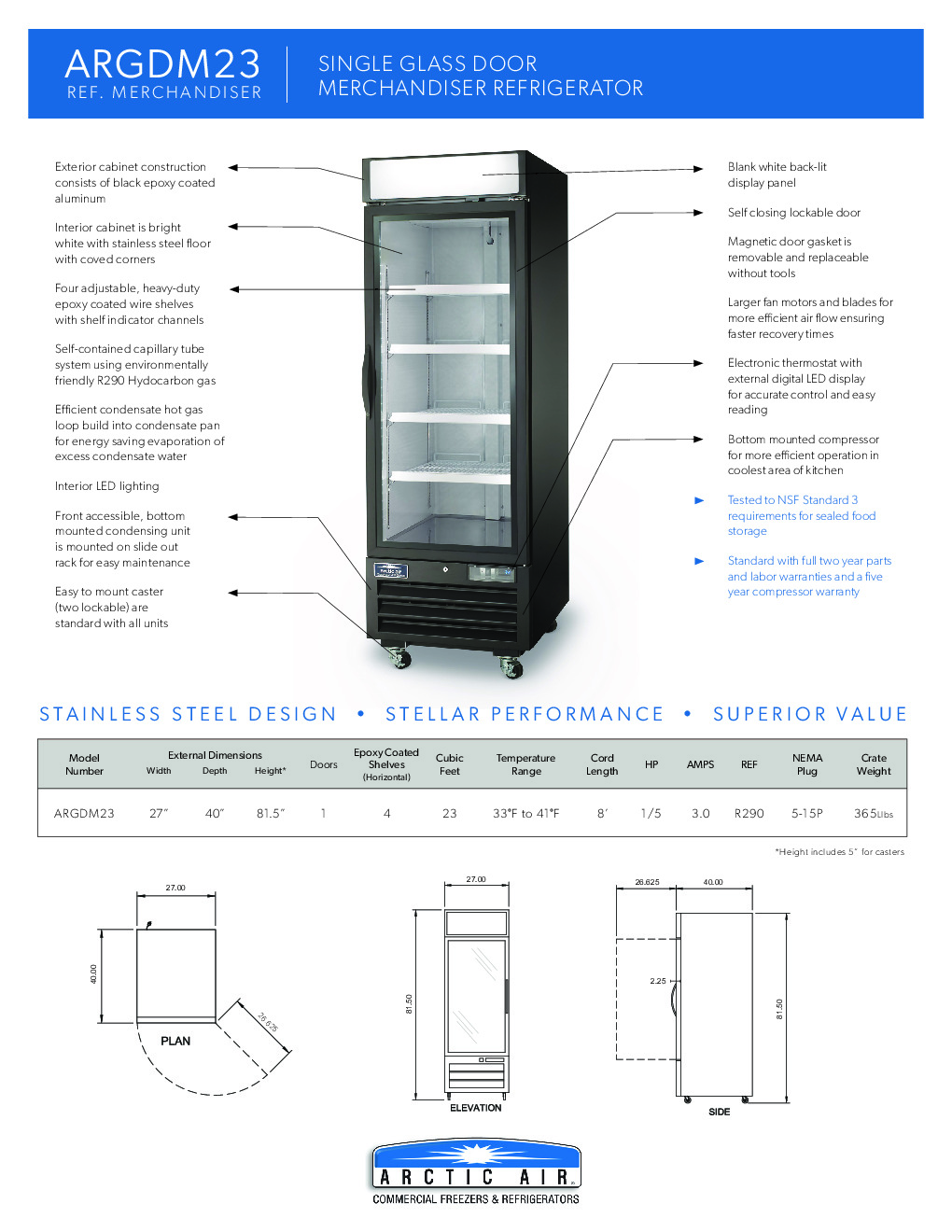 Arctic Air ARGDM23 Merchandiser Refrigerator