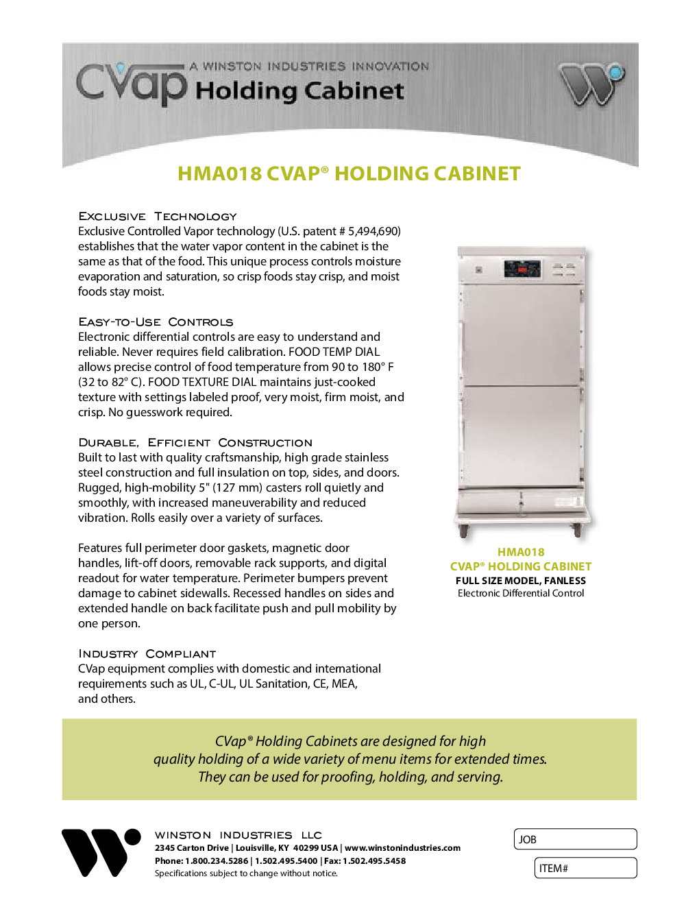 Winston HMA018 Mobile Heated Cabinet