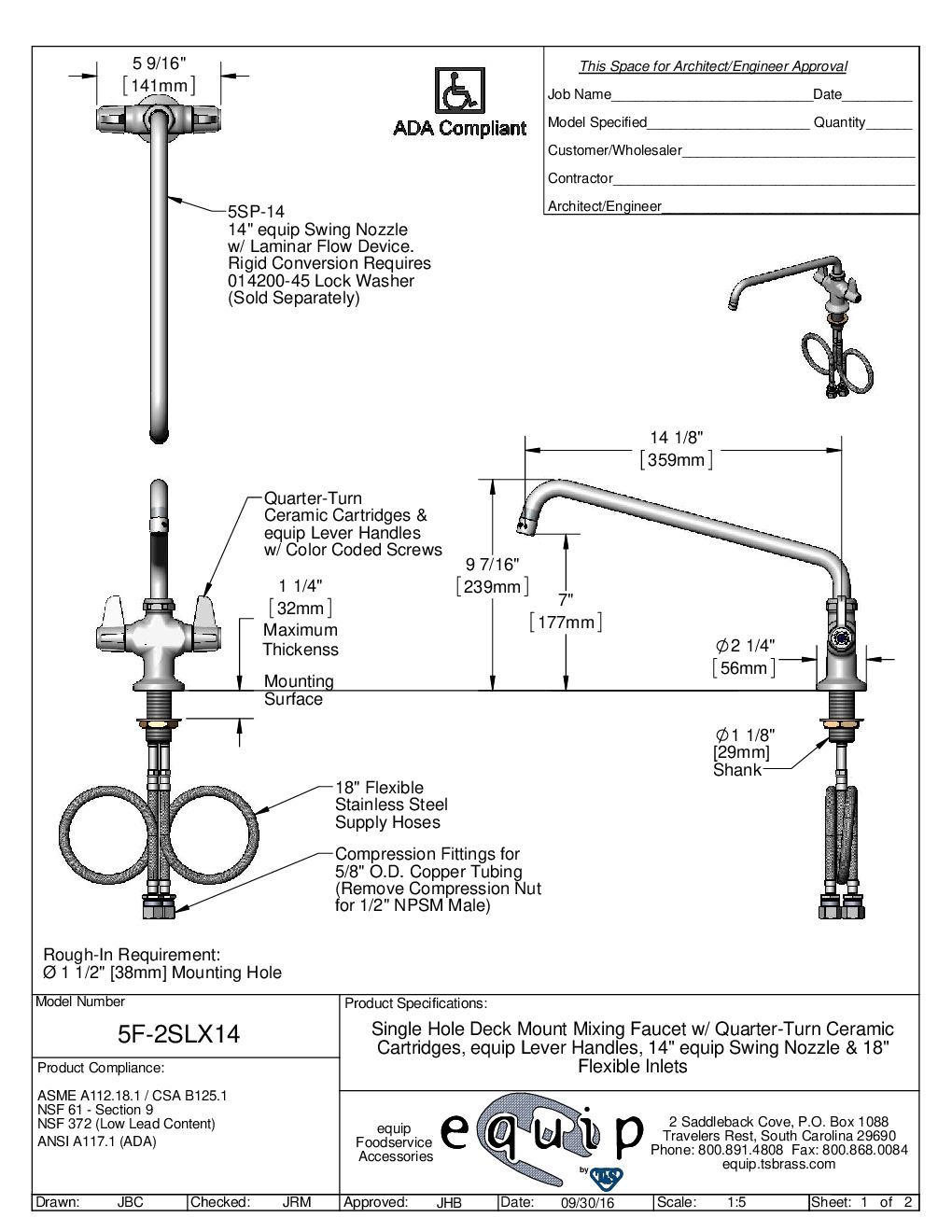 T&S Brass 5F-2SLX14 Pantry Faucet