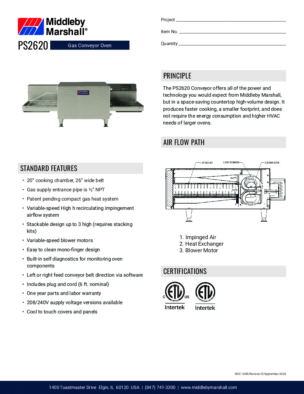Middleby Marshall PS2620G-3 Conveyor Gas Oven
