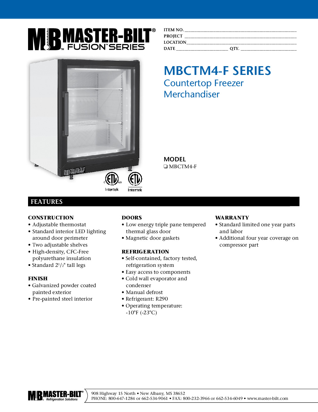 Master-Bilt MBCTM4-F Countertop Merchandiser Freezer