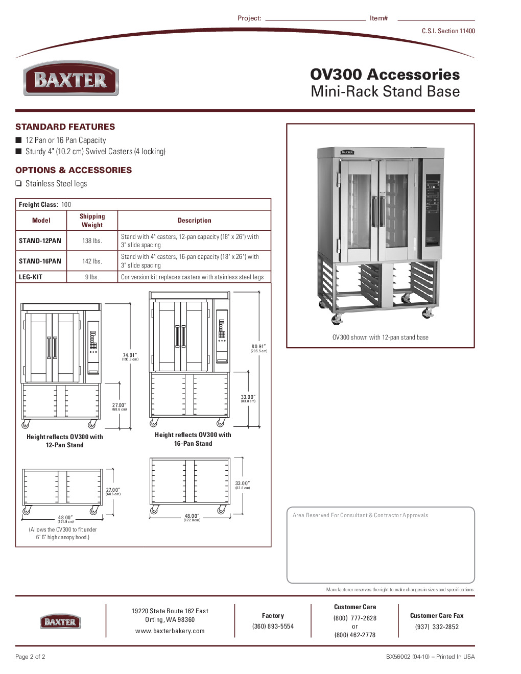 Baxter STAND-12PAN Oven Equipment Stand