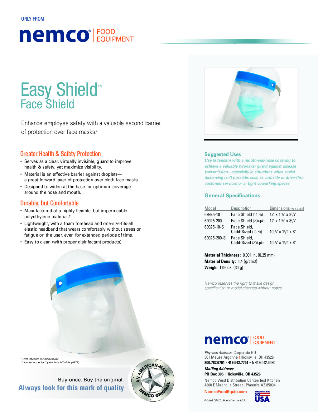 Nemco 69925-200-S Safety Shield / Guard