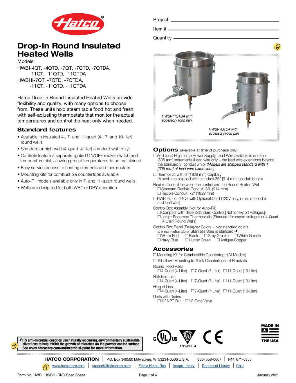 Hatco HWBI/H-7QTD/A Drop-In Round Insulated Heated Well