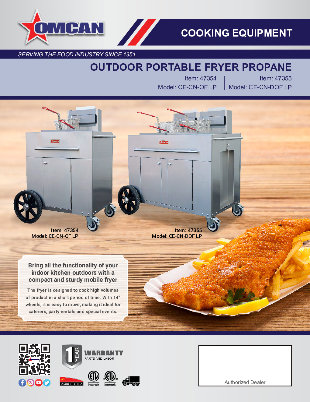 Omcan USA 47354 Outdoor Portable Gas Fryer
