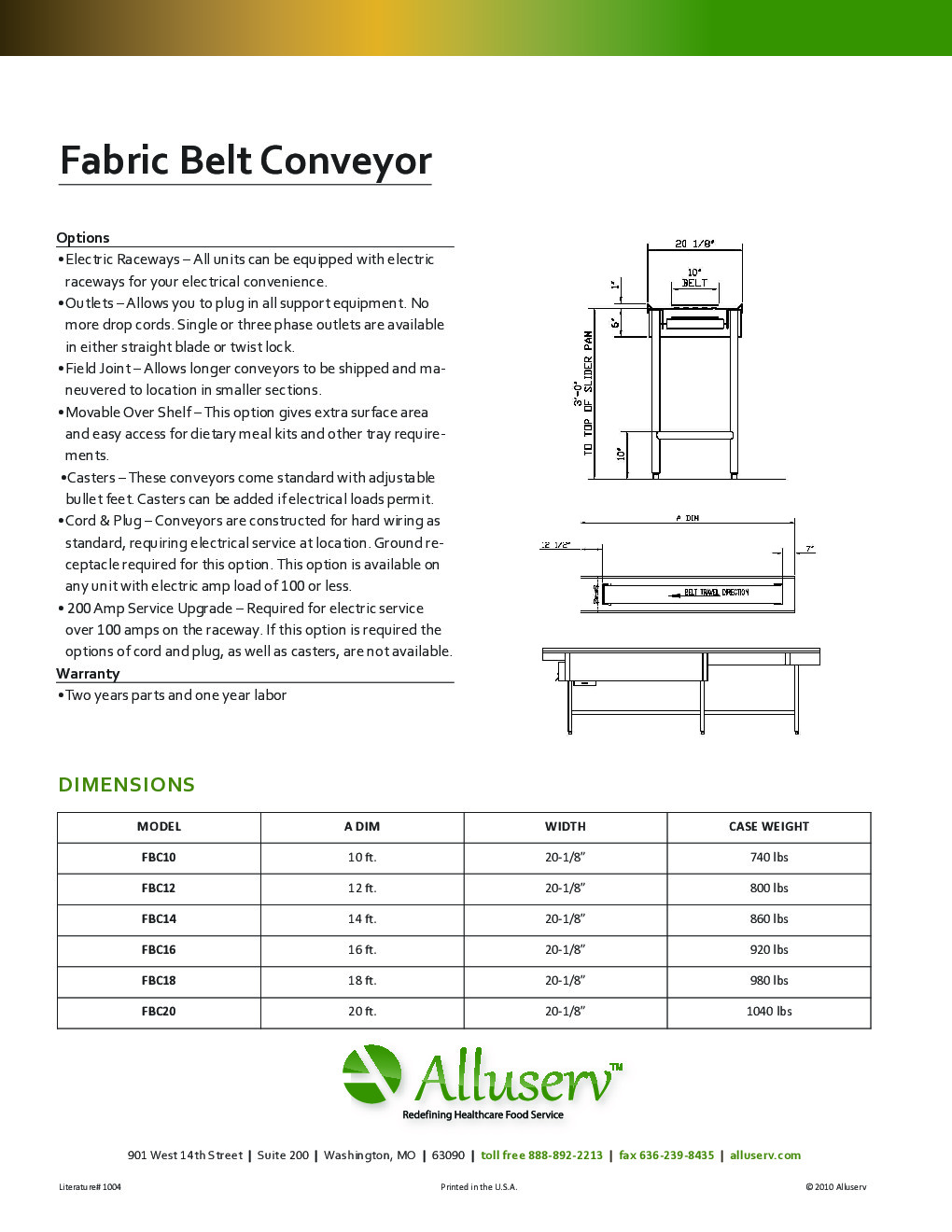 Alluserv FBC16 Tray Make-Up Conveyor